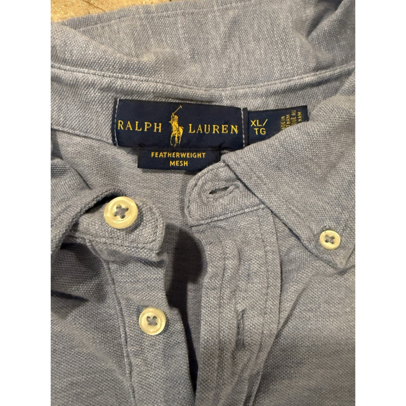 Polo Ralph Lauren Featherweight Mesh Men Light Blue Long Sleeve Shirt Sz XL - Picture 4 of 5